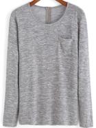 Shein Grey Round Neck Pocket Zipper T-shirt