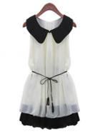 Rosewe Casual Peter Pan Collar Color Blocking Shift Dress