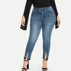 Shein Plus Split Front Bleached Jeans