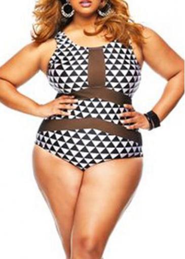 Rosewe One Piece Plus Size Triangle Print Swimwear