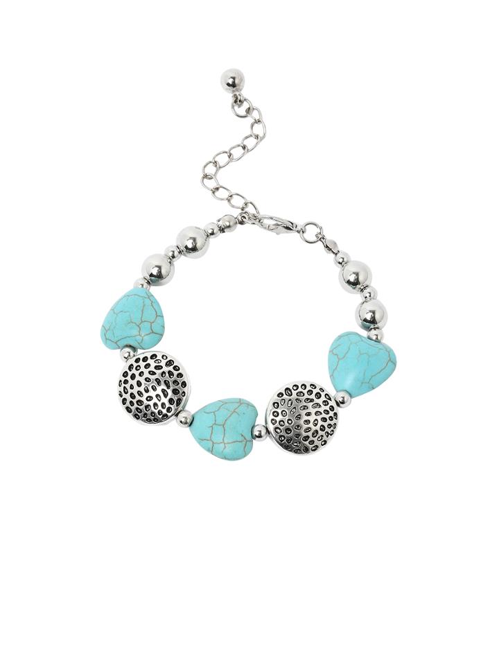 Shein Heart Turquoise Plated Adjustable Bracelet