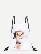 Shein Cat Print Drawstring Backpack