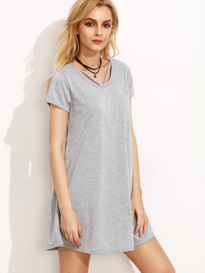 Shein Grey Cut Out Tee Dress