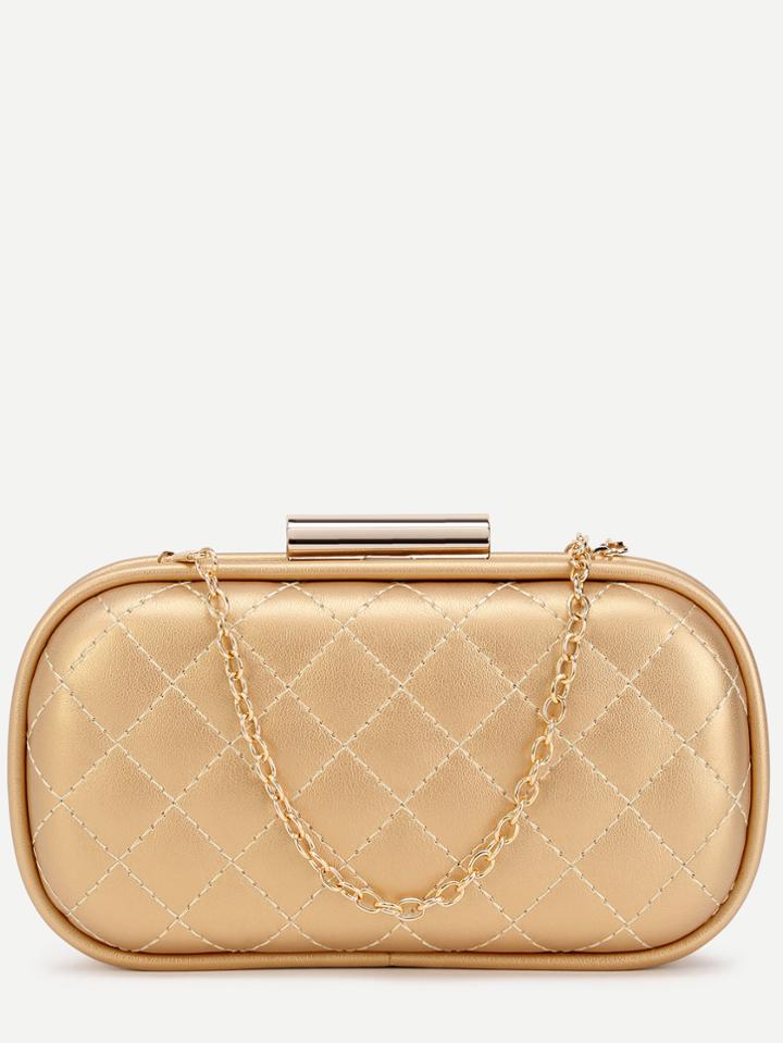 Shein Golden Quilted Pu Evening Bag