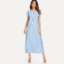 Shein Lace Up Front Stripe Dress