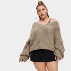 Shein Plus Surplice Neck Oversized Sweater