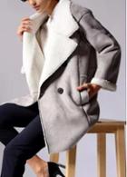 Rosewe Luxury Turndown Collar Long Sleeve Double Breasted Coat