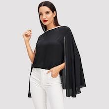 Shein Contrast Binding Cape Blouse
