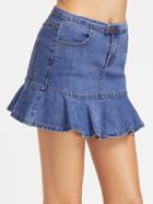 Shein Pocket Flare Denim Skirt