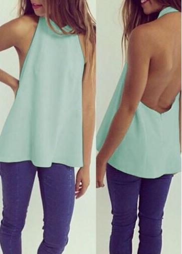 Rosewe Open Back Chiffon Woman Tank Top