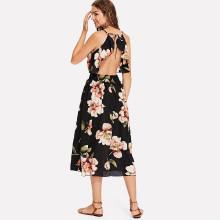 Shein Floral Print Backless Cami Dress