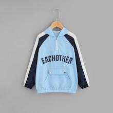 Shein Girls Color-block Raglan Sleeve Hooded Jacket