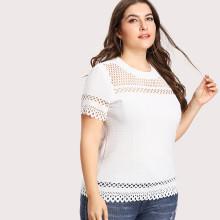 Shein Plus Laser Cut Trim Tee