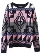 Shein Colour Round Neck Geometric Pattern Sweater