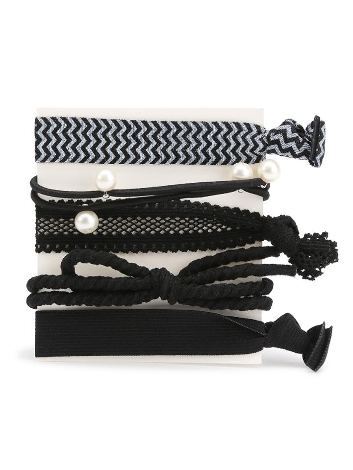 Shein Faux Pearl Chevron Hair Tie Set