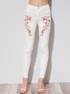 Shein Blossom Embroidered Super Skinny Pants