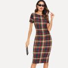 Shein Form Fitted Plaid Dress