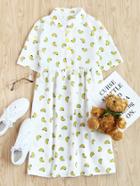 Shein Allover Banana Print Half Placket Babydoll Dress
