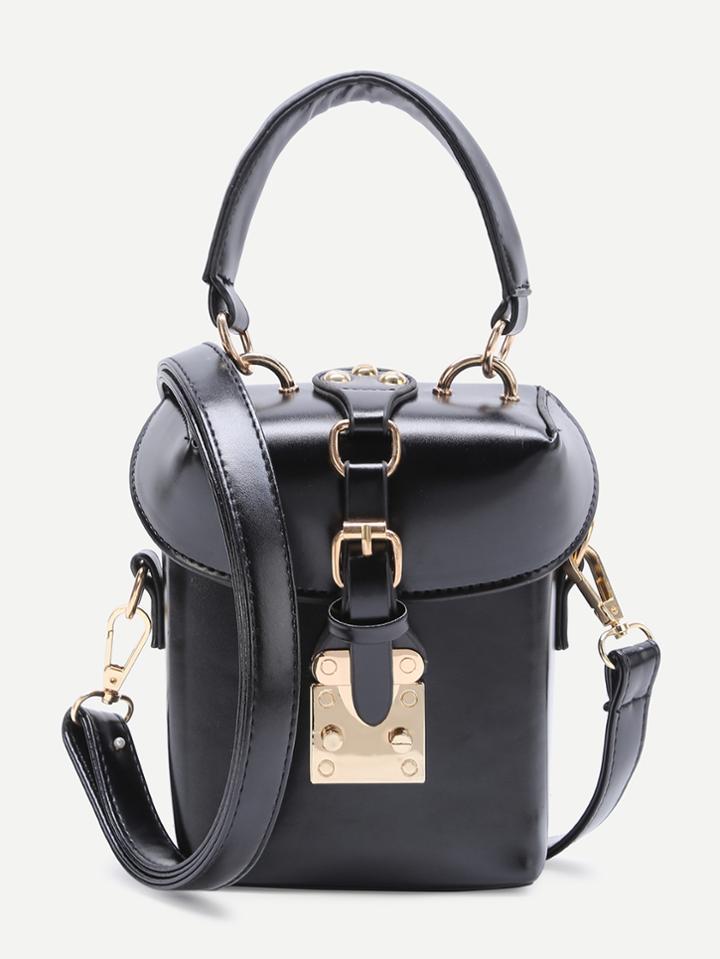 Shein Black Pu Bucket Shoulder Bag With Handle