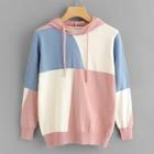 Shein Drawstring Hoodie Colorblock Jumper