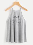 Shein Letter Print Heather Knit Cami Top