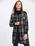 Shein Checked Badge Detail Long Coat