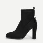 Shein Lace Up Back Chunky Heeled Boots