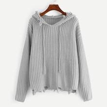Shein Raw Cut Hooded Sweater