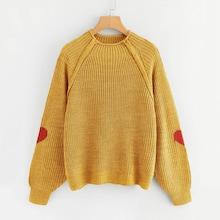 Shein Heart Insert Raglan Sleeve Sweater
