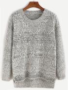 Shein Heather Grey Slit Side High Low Sweater