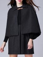 Shein Black Lapel Long Sleeve Cape Two Pieces Dress