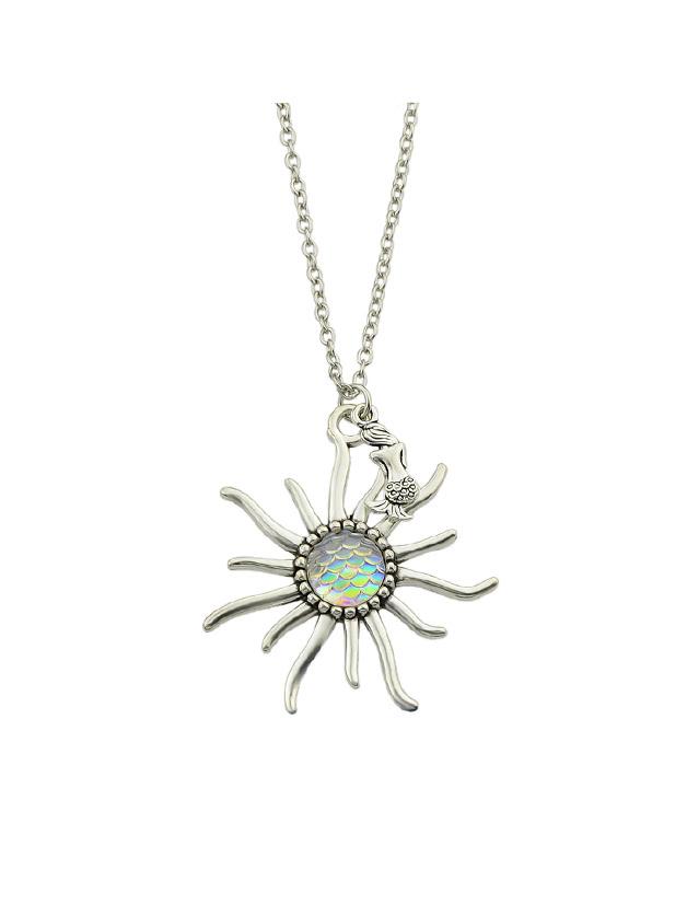 Shein Beige Mermaid Shape And Colorful Fish Scales Pattern Pendant Necklace