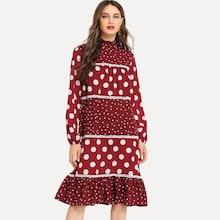 Shein Contrast Panel Ruffle Hem Dress