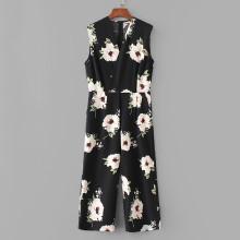 Shein All Over Florals Surplice Neckline Jumpsuit