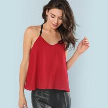 Shein Eyelash Lace Trim Halter Top