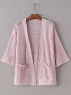 Shein Pink Double Pockets Sunscreen Cardigan Knitwear