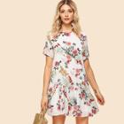 Shein Short Sleeve Flounce Hem Floral Dress