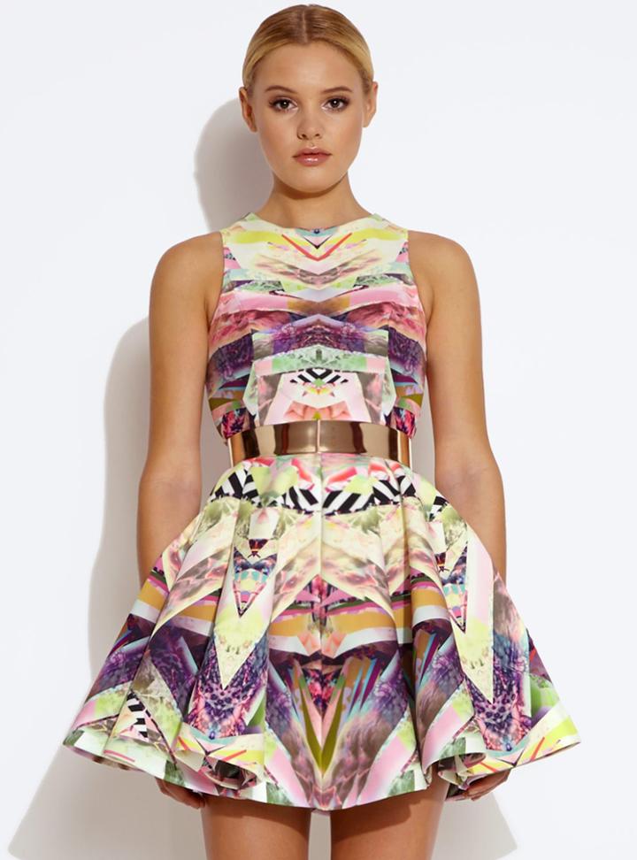 SheIn Multi Color Sleeveless Floral Flare Dress