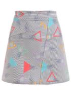 Shein Triangle & Pineapple Print Striped A-line Skirt
