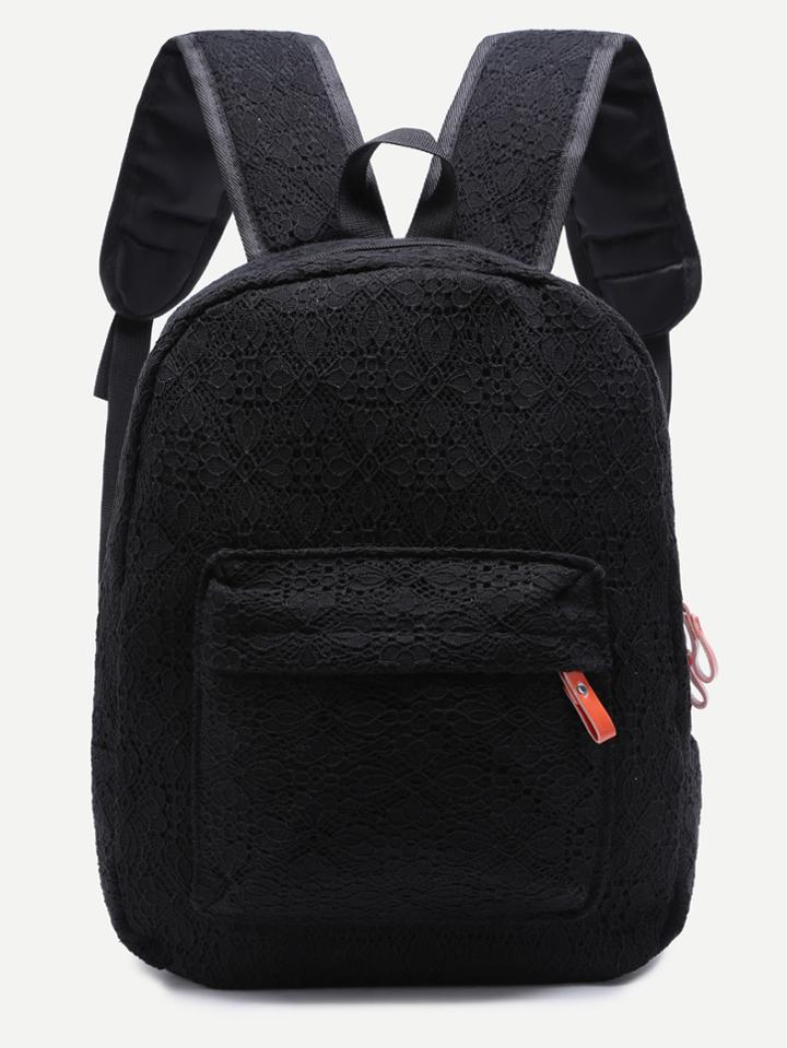 Shein Lace Black Front Pocket Backpack