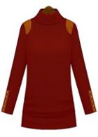 Rosewe Deep Red Turtleneck Long Sleeve Skinny Sweater For Women
