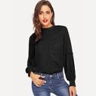 Shein Lace Applique Frill Sleeve Blouse