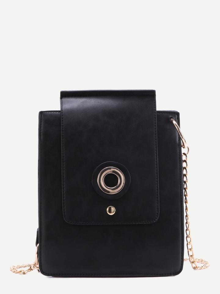 Shein Black Pu Camera Design Flap Chain Bag