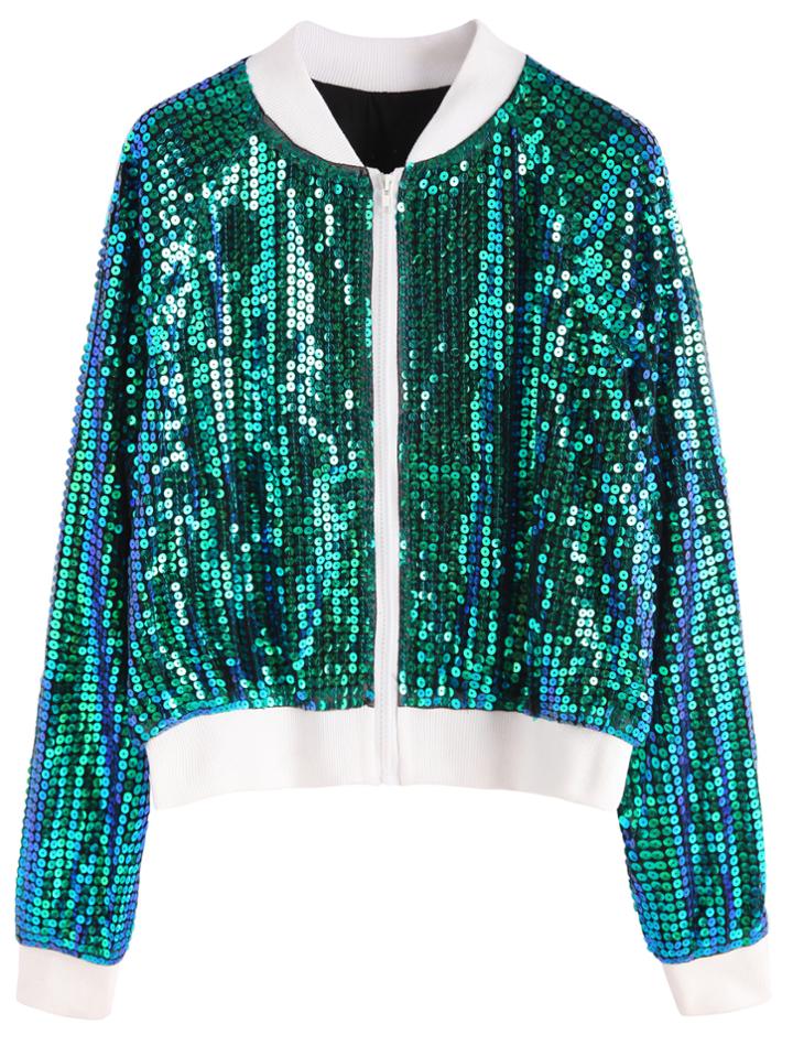 Shein Contrast Trim Sequin Jacket