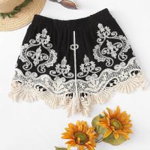 Shein Contrast Lace Applique Shorts