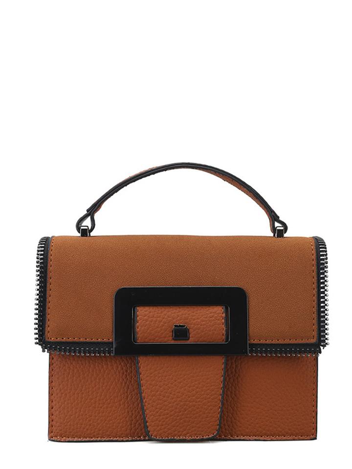 Shein Piping Detail Zipper Trim Pu Shoulder Bag