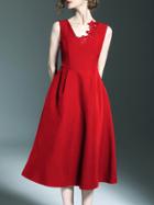 Shein Red Backless Pockets A-line Dress