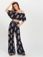 Shein Cold Shoulder Flounce Top And Palazzo Pants Co-ord