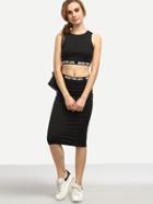 Shein Black Taped Trim Crop Top With Skirt
