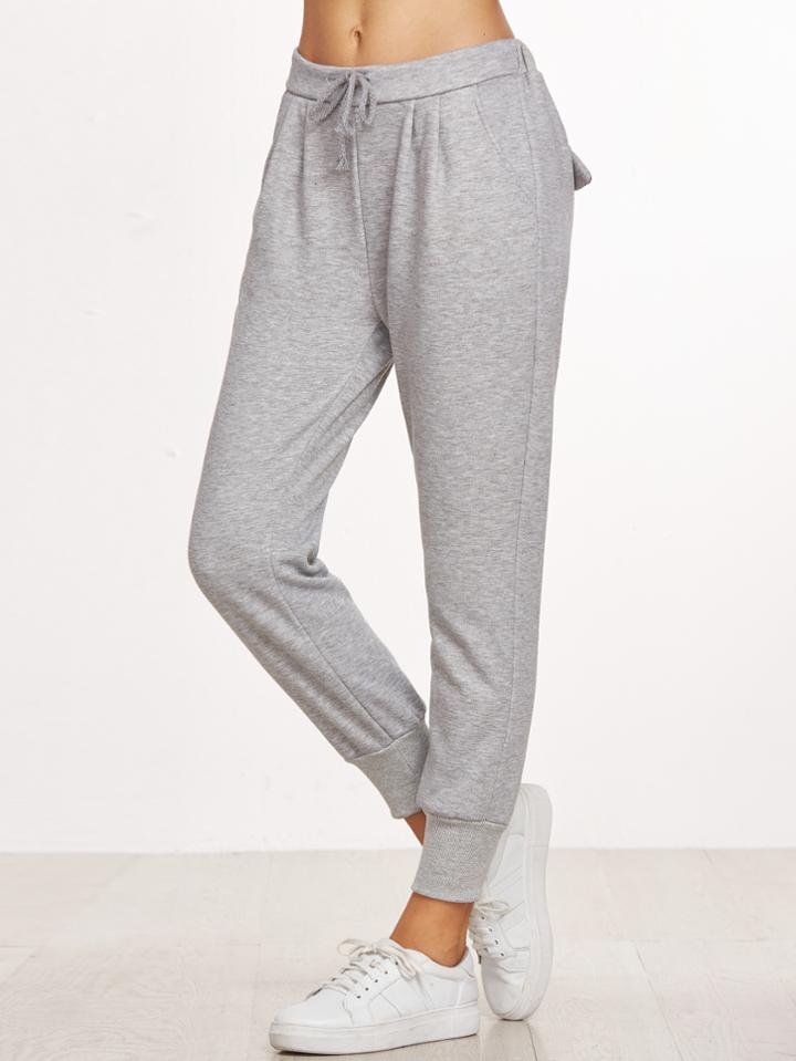 Shein Grey Drawstring Waist Pants